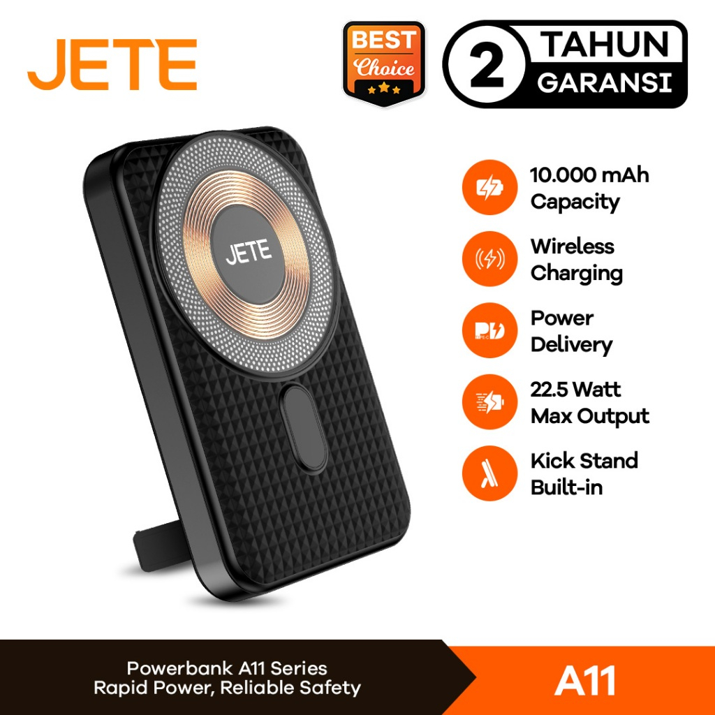 JETE Powerbank A11 Wireless Magnetic 10000mAh 22.5W Fast Charging Power Bank Dual Port USB Type C Wi