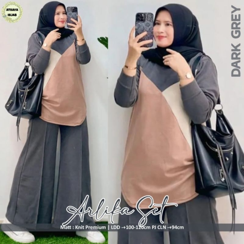 alena simba one set jumbo ori vin tunik knit import kaos rajut premium celana highwaist kulot tunik 