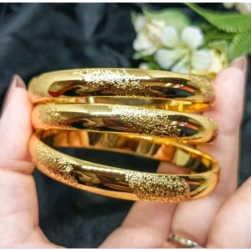 Gelang Kroncong Wanita Dewasa Motif ukir pasir lapis Emas 24k