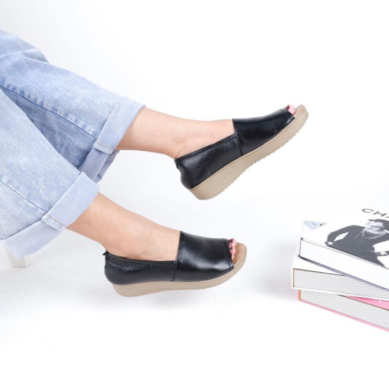 JD leather TAMARA sandal sepatu kulit wanita wedges 3cm