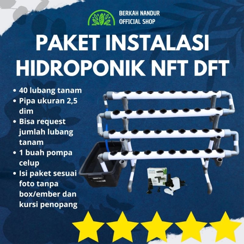 Paket Instalasi Hidroponik 40 Lubang NFT DFT Hidroponik NFT Hidroponik DFT Hidroponik Set Lengkap