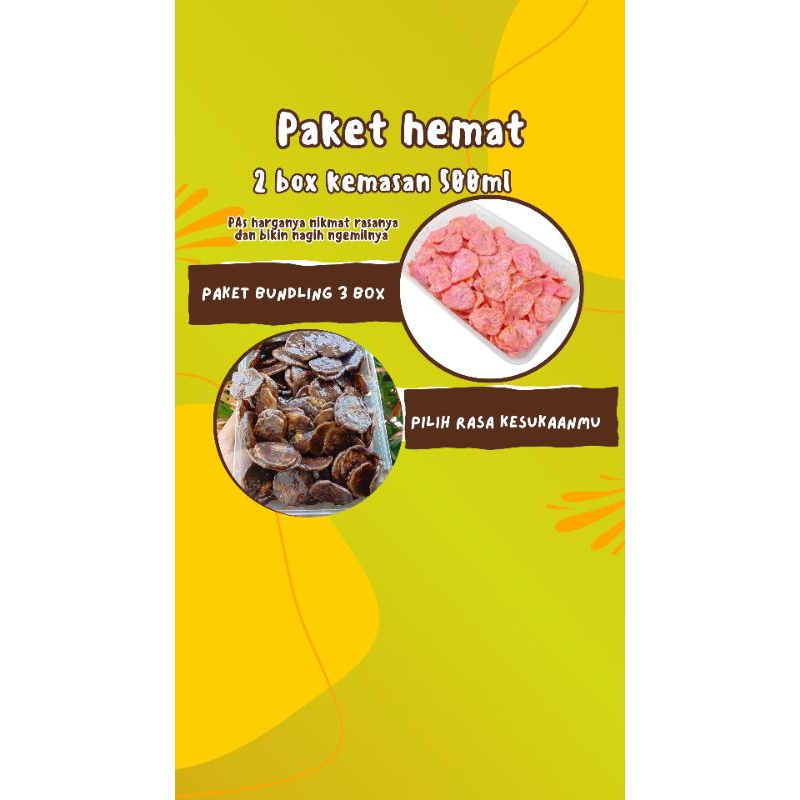

PAKET BUNDLING 2 BOX KRIPIK PISANG COKLAT LUMER kemasan 500ml/150gr