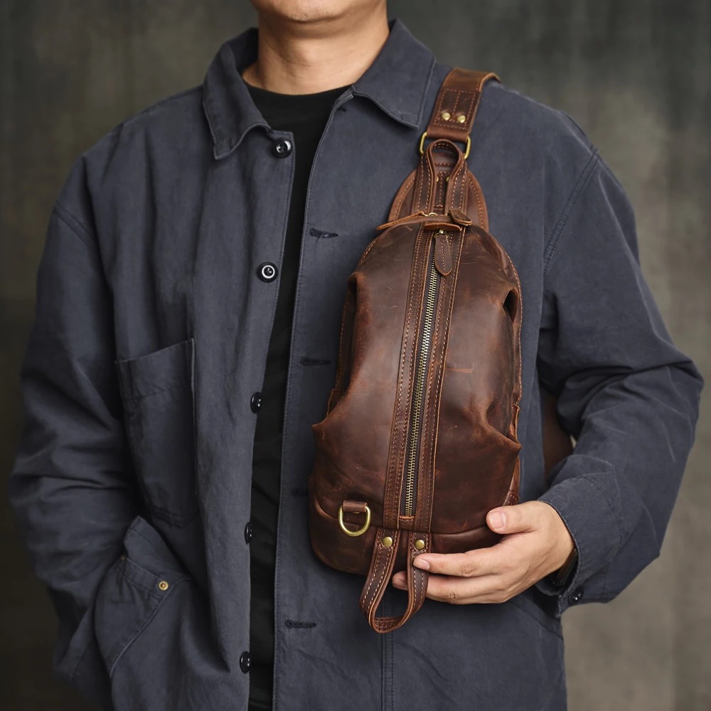 Tas Dada Kulit Crazy Horse Pria - Tas Selempang Kulit Sapi Vintage
