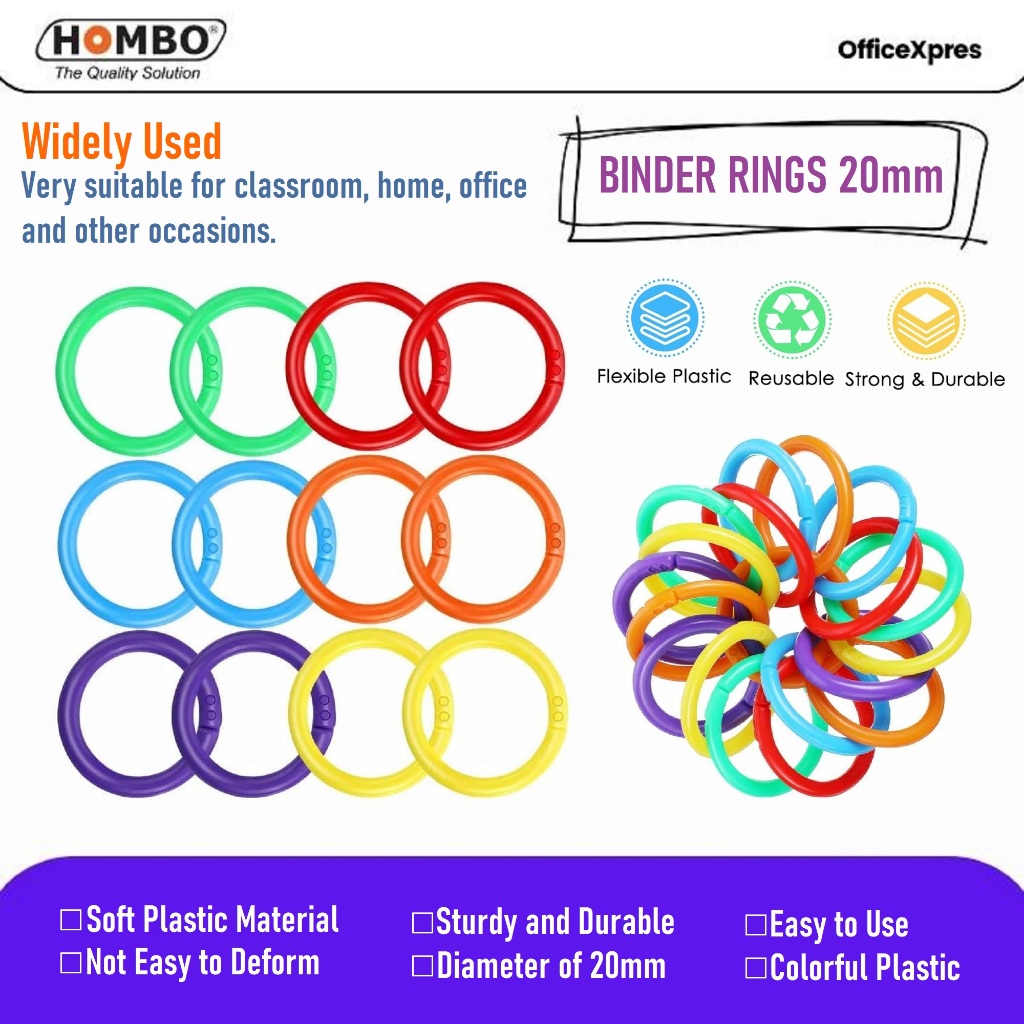 

(10 PCS) Binder Rings Plastic 20mm / Plastik Binding O Ring / Ring Binder Buka Tutup / DIY Binder Ring / Loose Leaf 1 Hole