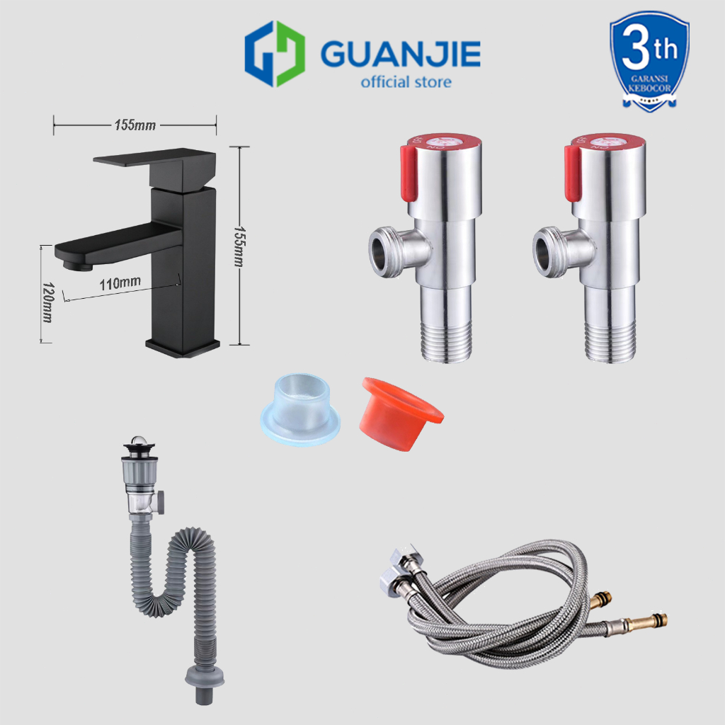 GUANJIE - aksesoris lemari kamar mandi Keran+afur+pipa air+stop kran+Seal Tape Kran 1/2 Inch