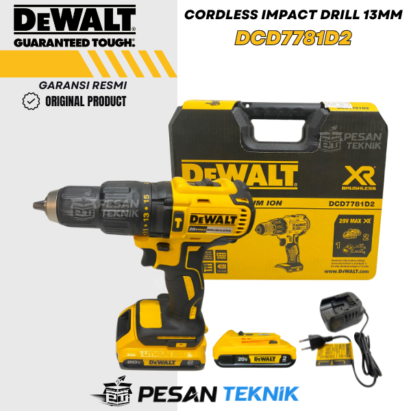 Bor Baterai 13mm Cordless Impact Drill DEWALT DCD7781D2