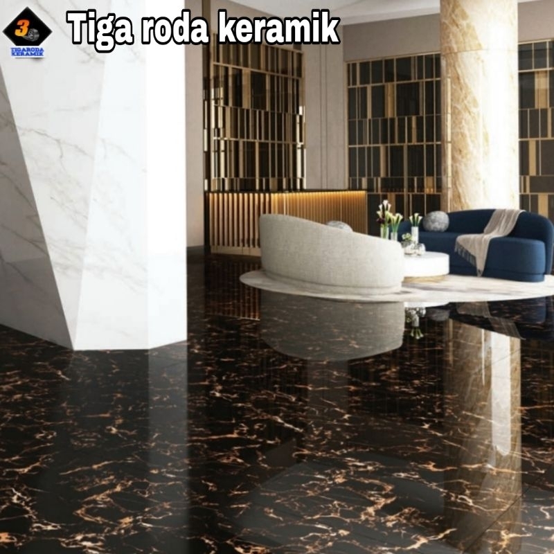 keramik 60x60 lantai/keramik hitam urat emas/keramik hitam corak/keramik glossy/keramik hitam/kerami