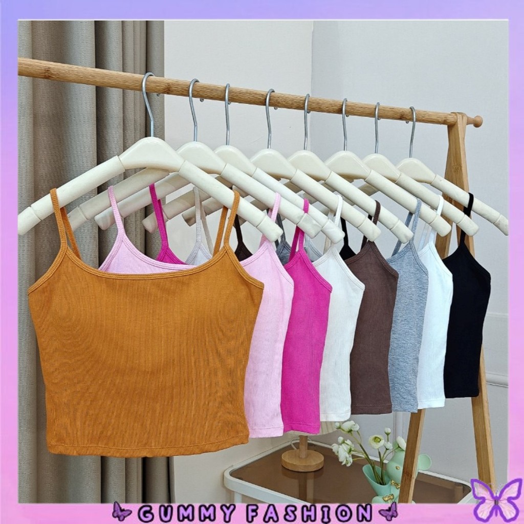 •GUMMY•BR1753 Baju Atasan Wanita TanktopTali Singlet Fashion Motif Polos Tanpa Kawat Sexy Wanita