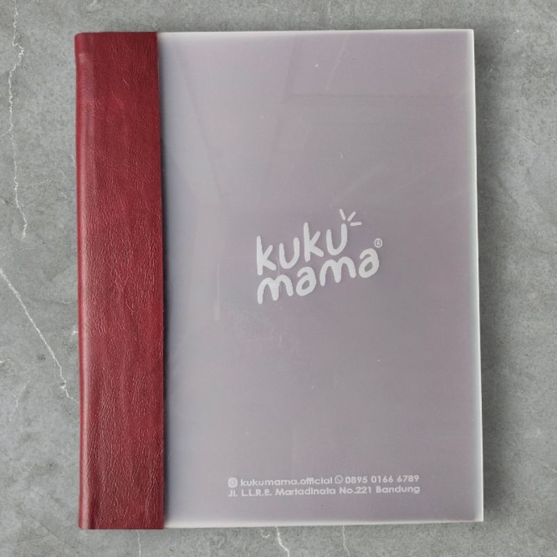

buku menu bahan aclirik ukuran a4 custom logo