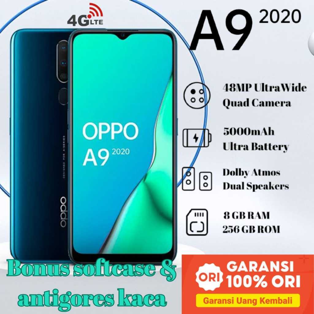 HP OPPO A9 2020 ram 8/256GB 4G LTE Smartphone GARANSI 1 TAHUN