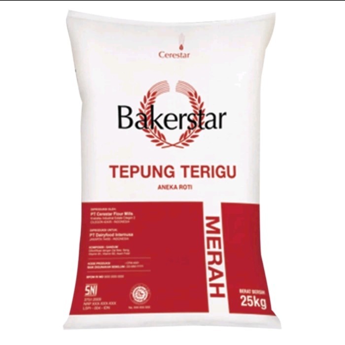 

Tepung Terigu Bakerstar Merah 25kg Baker star tepung roti