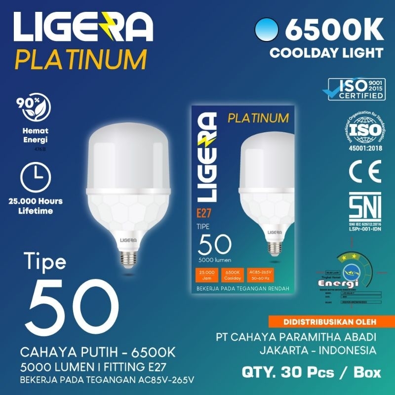 Led Titan Numero 50 Watt Kapsul T Bulb - Lampu Ligera Platinum 50 W Capsule Bohlam Led Putih