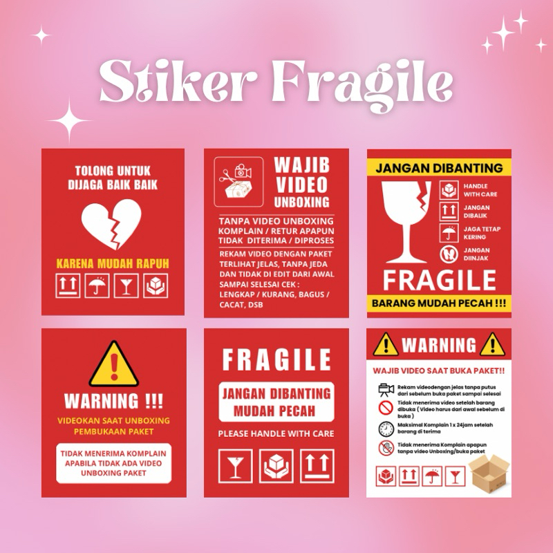 

STIKER FRAGILE / STIKER PENGIRIMAN / STIKER PECAH BELAH / STIKER FRAGILE MURAH