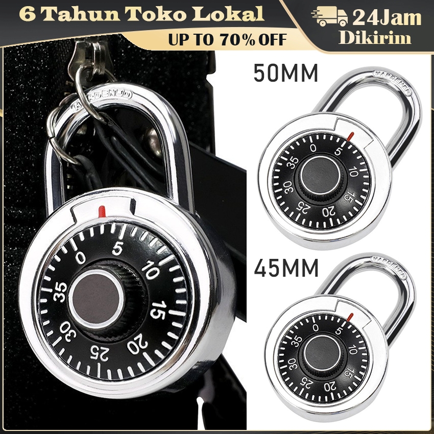 45MM/50MM Gembok Brankas Koper Tas / Manual Rotary Padlock / Digit Combination Kode Angka Gembok / K