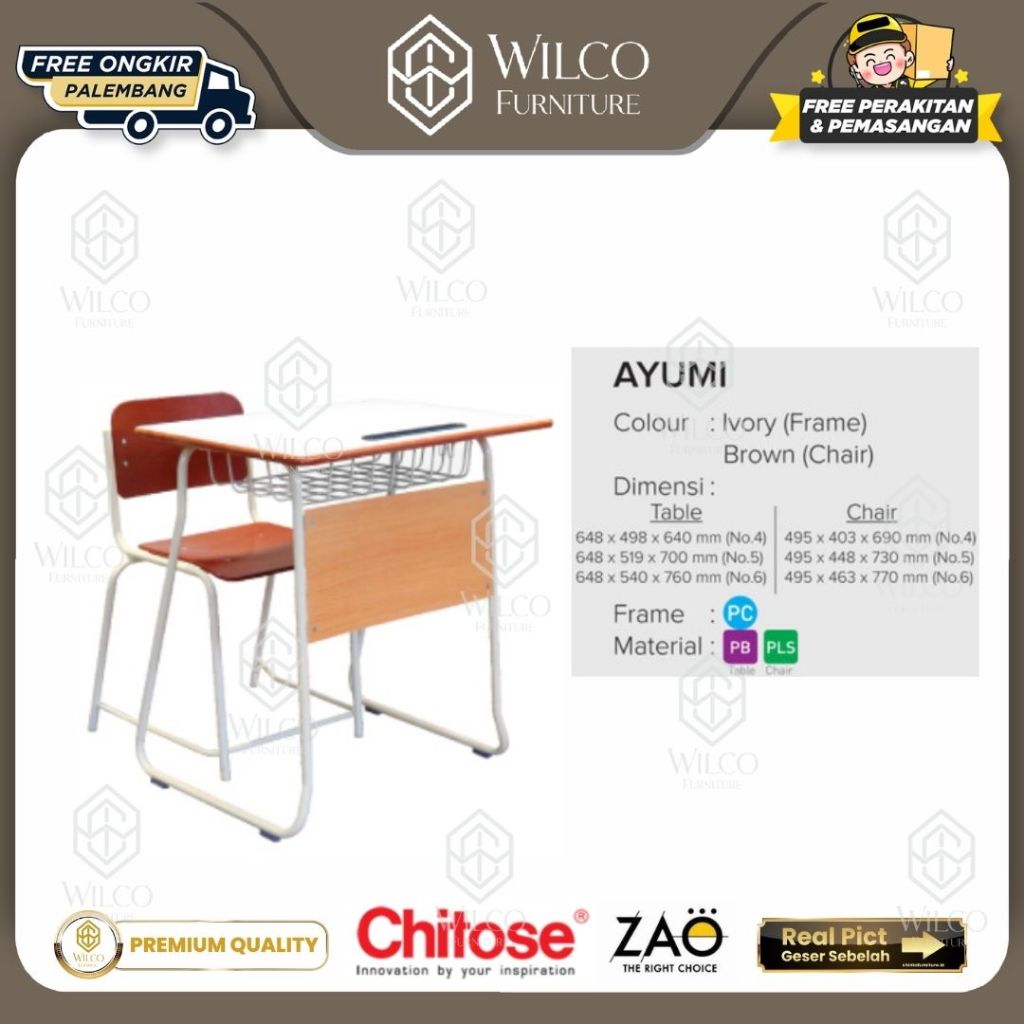 Meja Kursi Belajar Chitose Ayumi / Kursi Meja Sekolah / Study Desk