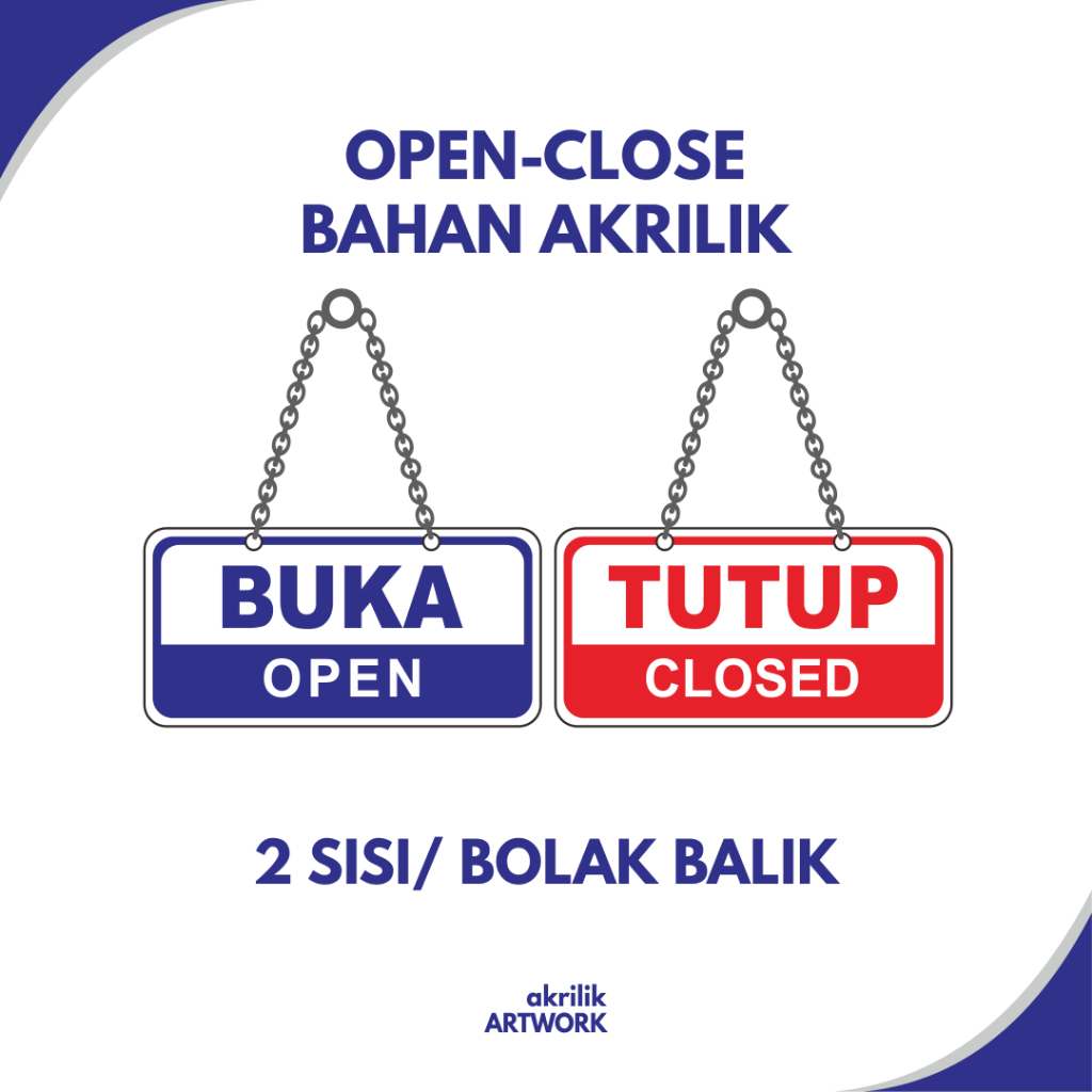 

Papan BUKA TUTUP | Custom | Papan Akrilik 2mm | 18x9 cm | Print UV