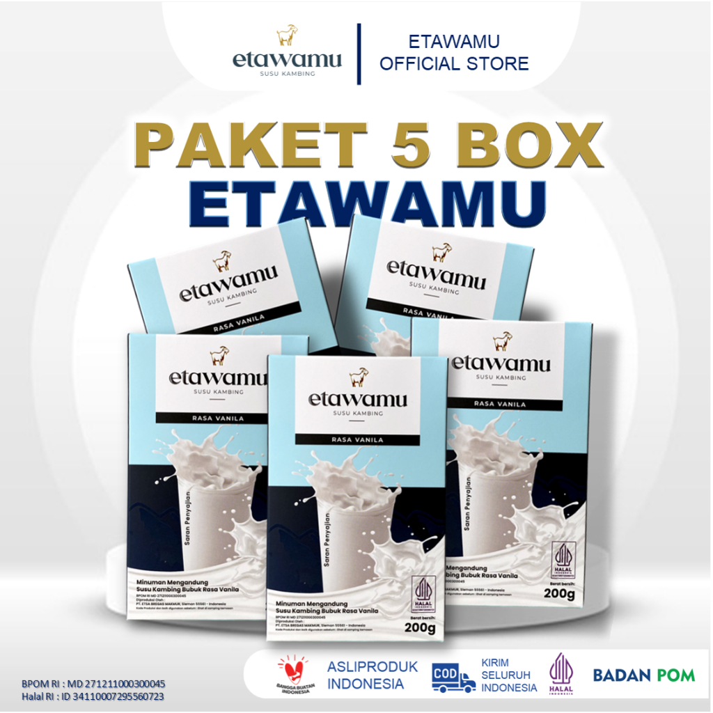 

Susu Kambing Etawamu Vanila Atasi Nyeri Sendi & Tulang 200gr 5 box