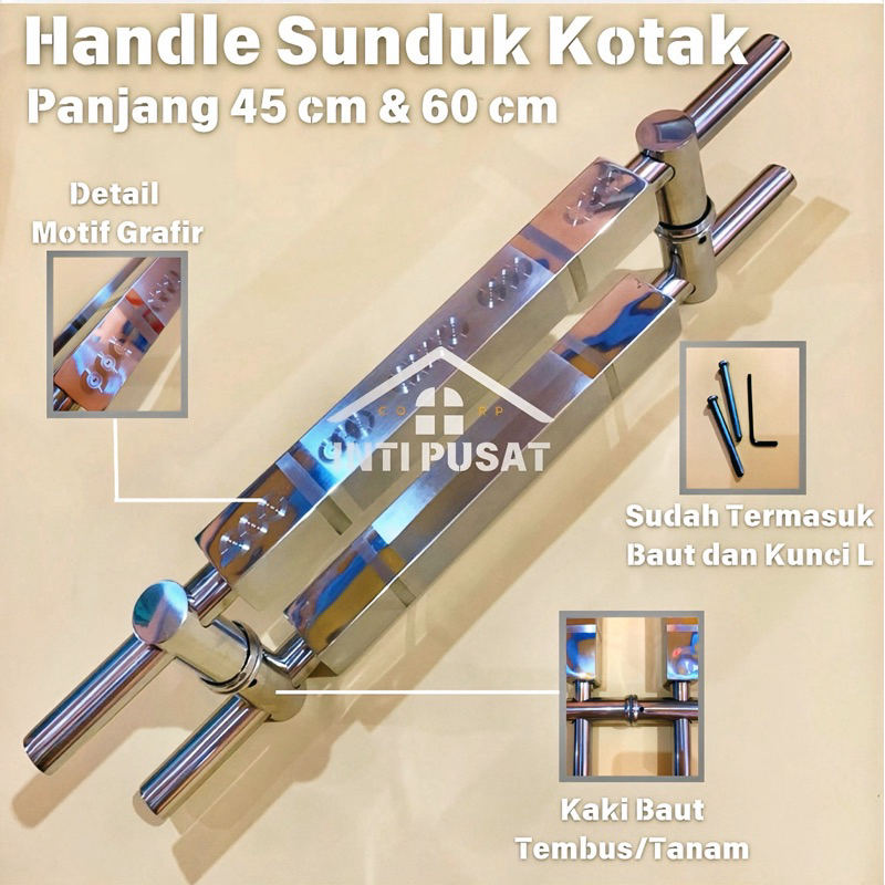 Handle Pintu Rumah Minimalis Baut Tembus 45 cm 60 cm