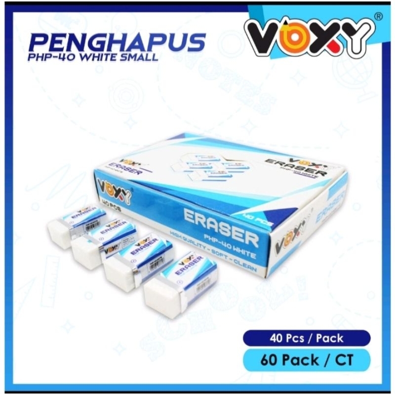 

Penghapus voxy warna putih pendek isi 40 pcs
