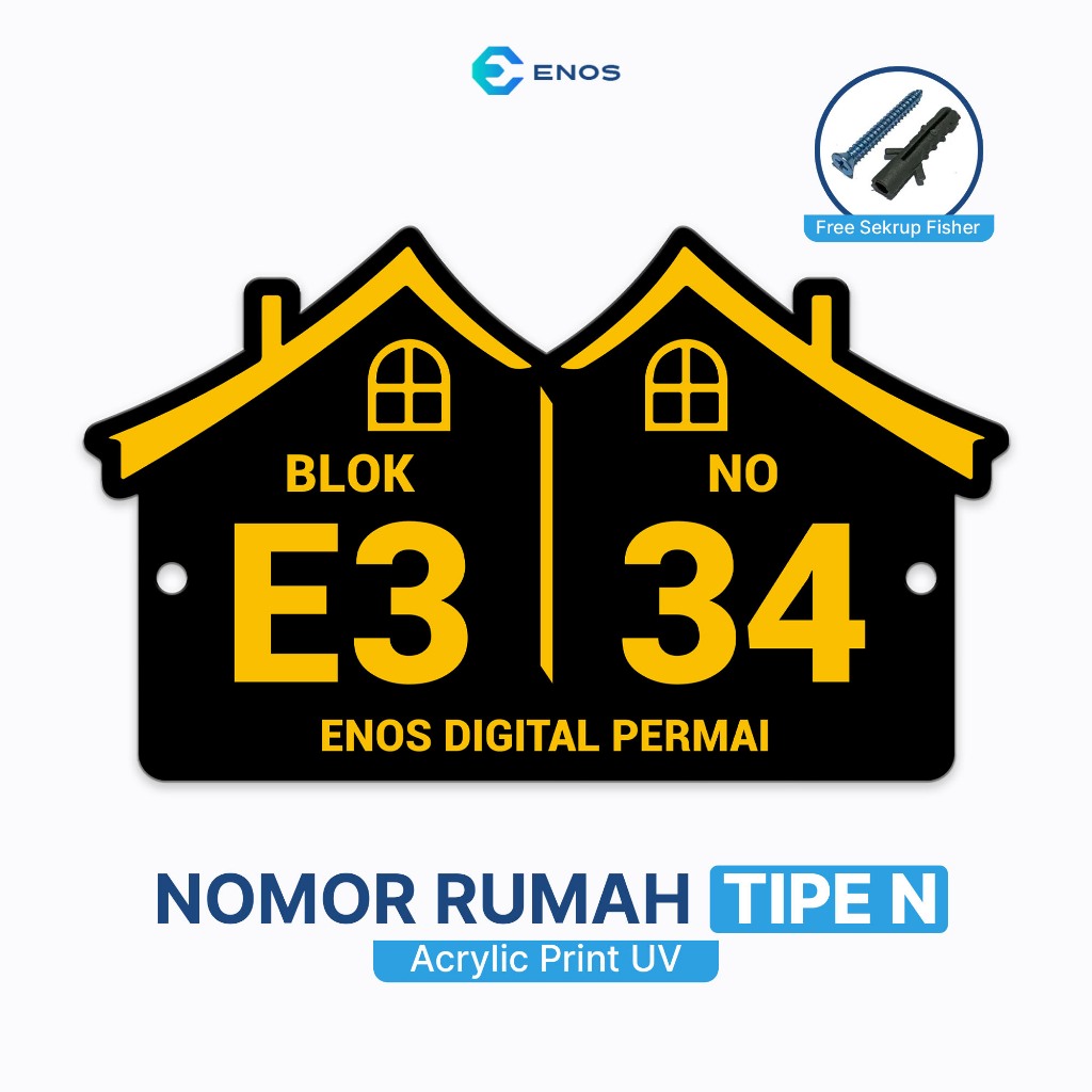 

Akrilik Custom Nomor Rumah Type N Ukuran 30x18cm