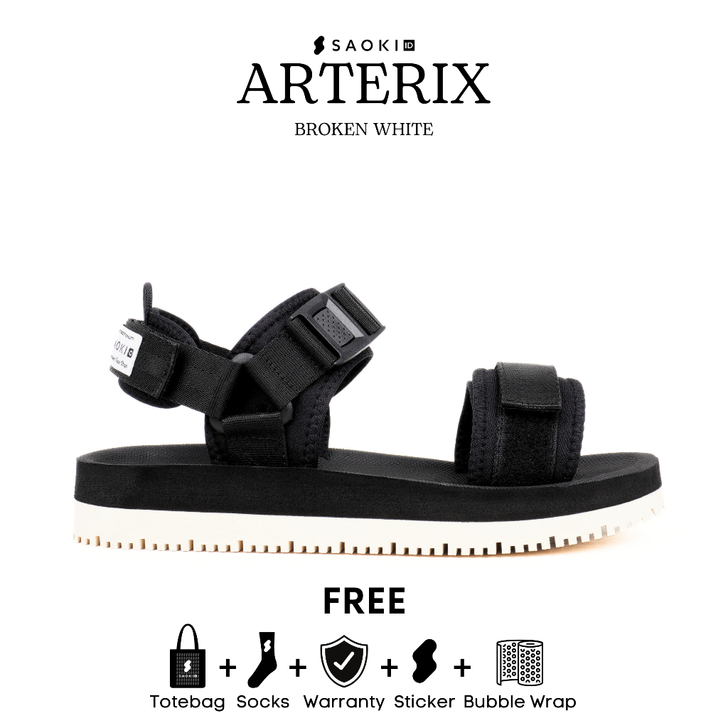 SAOKI - Sandals Traveling Pria Slop Sendal Slip On Wanita Hiking Arterix Broken White