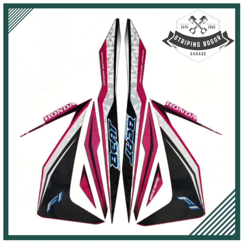 STRIPING HONDA BEAT FI ESP ISS IDLING THN 2017 HITAM PINK