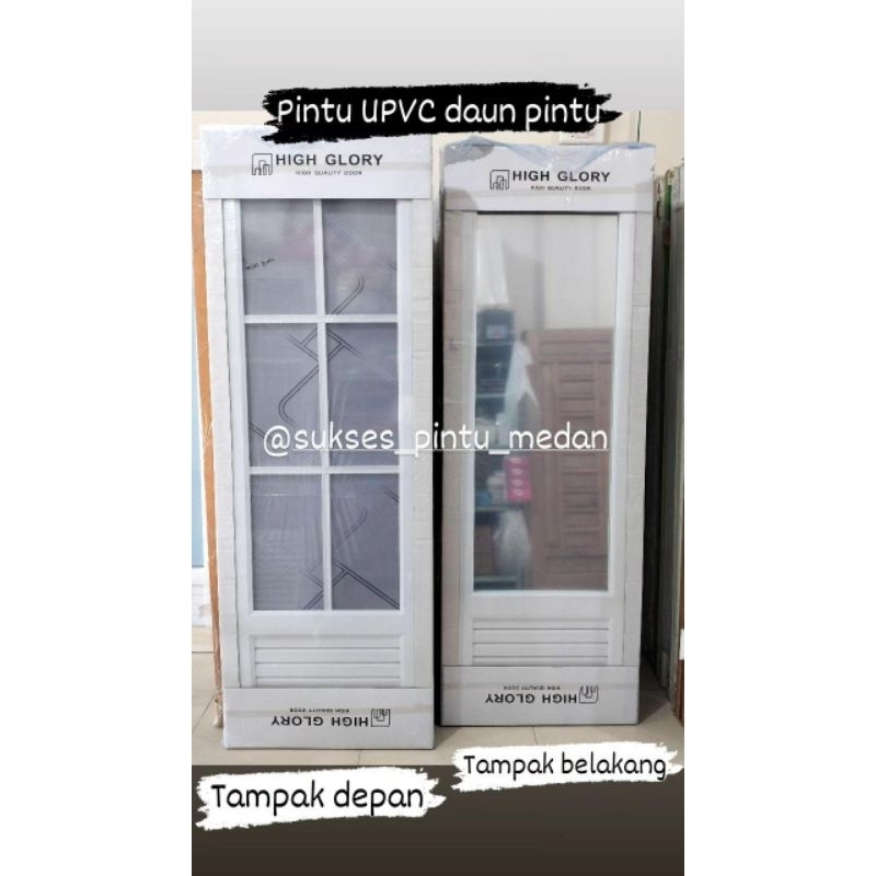 (Link khusus Medan) Pintu UPVC daun pintu ukuran 70x200 belakang kaca cermin kamar mandi toilet mewa
