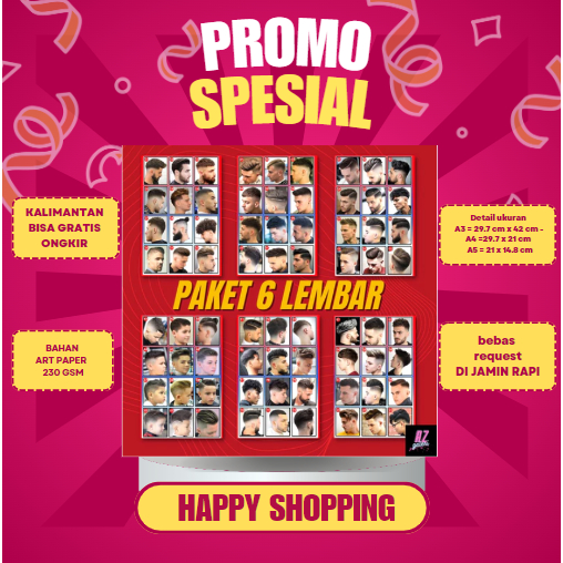 (ISI 6 PCS) Poster Pangkas Rambut Poster Pangkas Rambut Pria Poster Barbershop Poster Pangkas Rambut