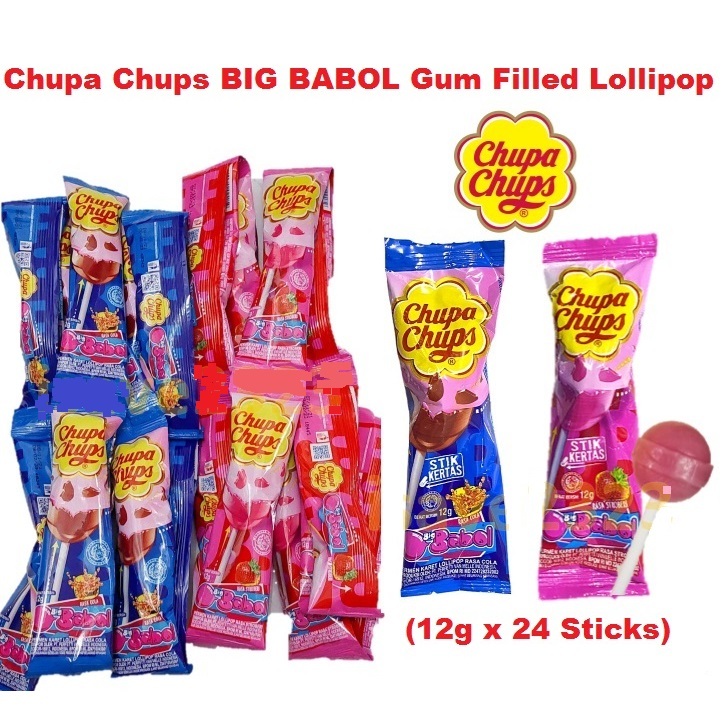 

Permen Karet Chupa Chups Big Babol Gum Filled Lollipop 1 Pak isi 24 Pcs 12gr