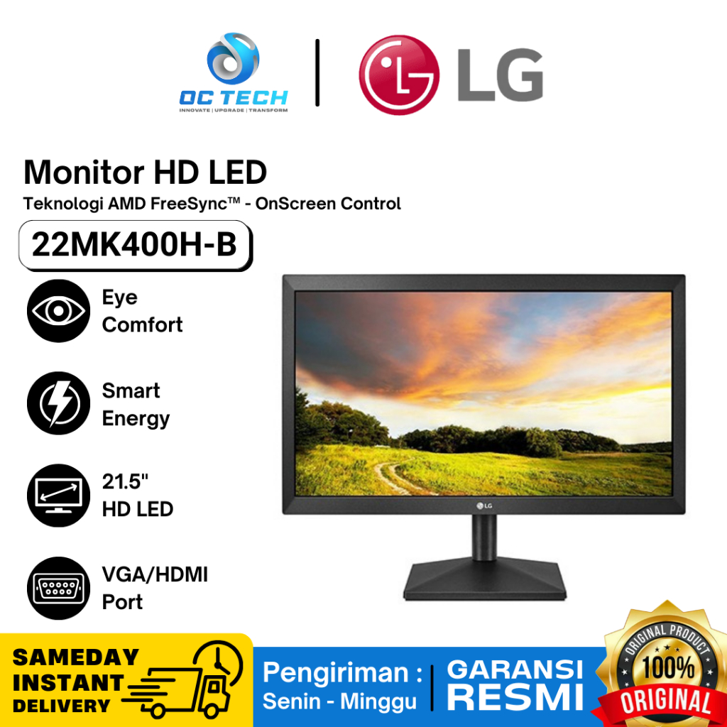 Monitor LED LG 22MK400H-B LG 22MK400 Monitor HDMI 22 inch HD Garansi Resmi