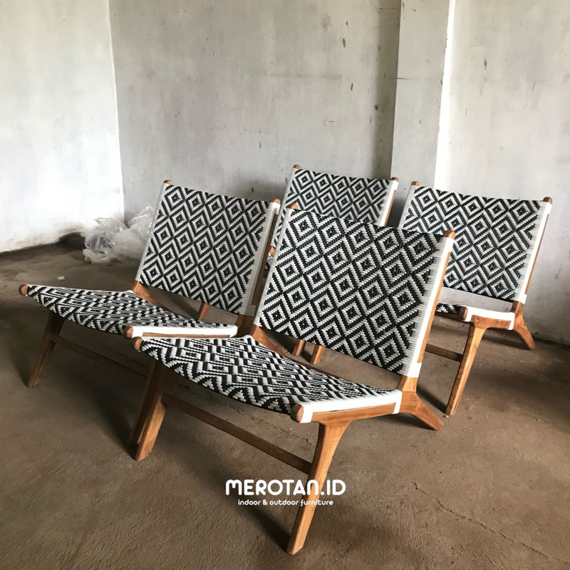 Kursi Cafe Jati Anyaman Rotan Sintetis / Lazy Chair / Kursi Malas Jati Anyaman Rotan Sintetis / Kurs