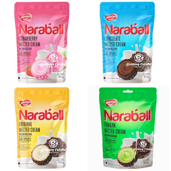 

Naraya NARABALL Wafer Ball Original Chocolate Strawberry Pandan Melted Cream 80g