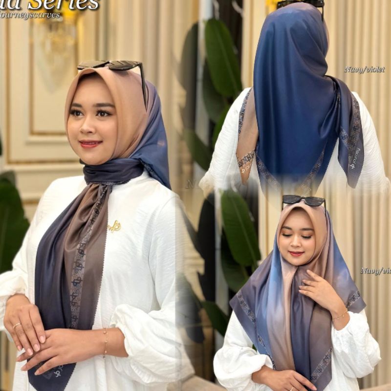 (PAKAI POUCH) Hijab motif voal Gradasi Journey kw jp kw jurney kw terbaru