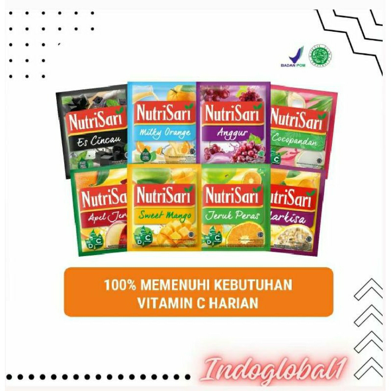 

Nutrisari Sachet Rasa Jeruk Peras, Milky Orange, Anggur, Blewah, Cocopandan (10pcs)