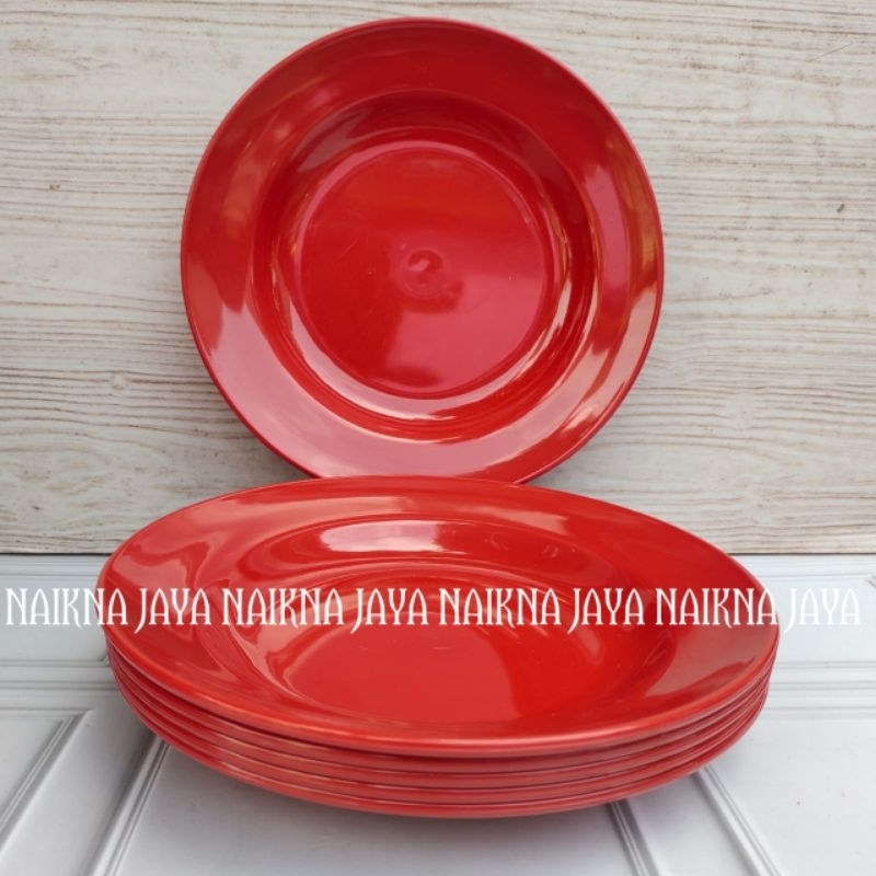 PIRING MAKAN MELAMIN 9 INC (23CM) WARNA MERAH/PIRING MAKAN/PIRING MELAMIN/TEBAL
