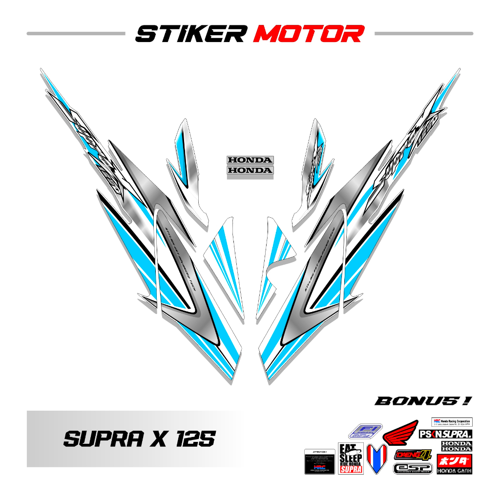 SP100 Striping Stiker Motor Supra X 125 Old 2005 2006 Variasi Sticker Motif Line Racing laminasi