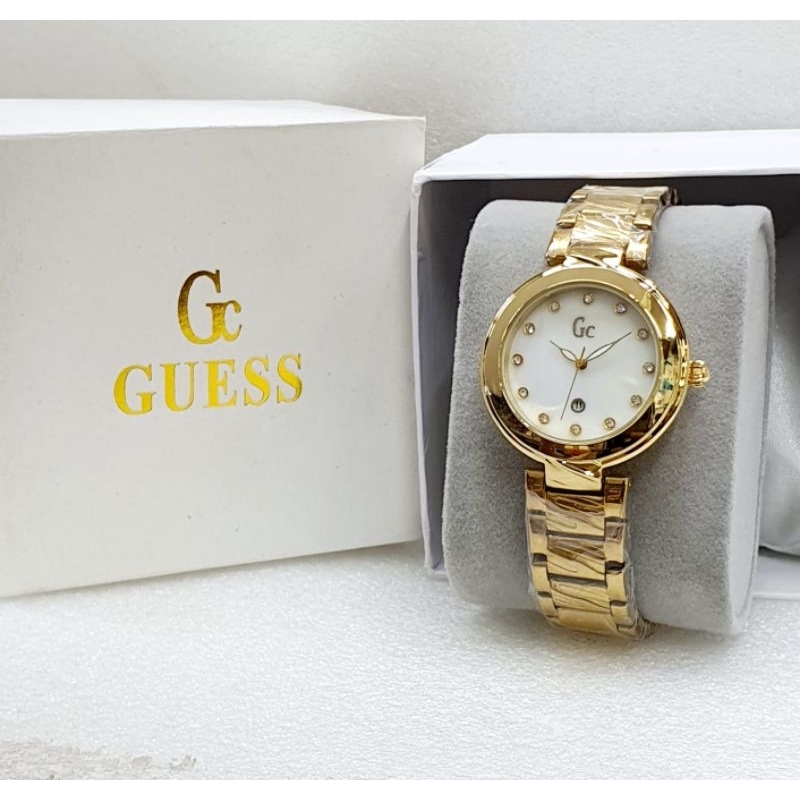 (BISA COD) JAM TANGAN WANITA - Gc Guess 46500 - TALI RANTAI - BAHAN STAINLESS STELL - TANGGAL AKTIF 