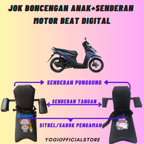 JOK BONCENGAN ANAK+SENDERAN- AKSESORIS SEPEDA MOTOR UNTUK MOTOR BEAT DIGITAL,BEAT ESP2015-2016