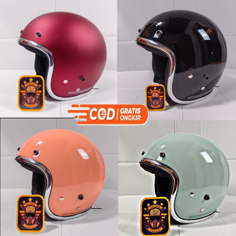 [LC] Helm bogo dewasa tanpa kaca full leher SNI helm bogo wanita pria helm hijab cepol premium no1