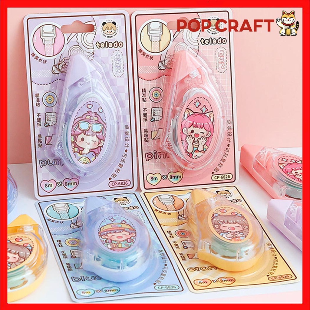 

PC 8M Roller Double Tape Glue Lem Kertas Selotip Aesthetic Dodogirl Correction Tape 8 Meter TLD128