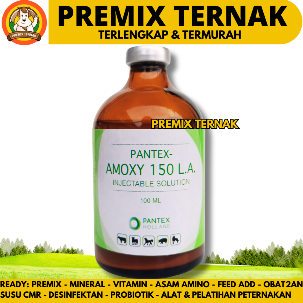 PANTEX AMOXY LA 100ML - Obat Antibiotik Spektrum Luas Long Acting Hewan Ayam Sapi Kambing Babi Kucin