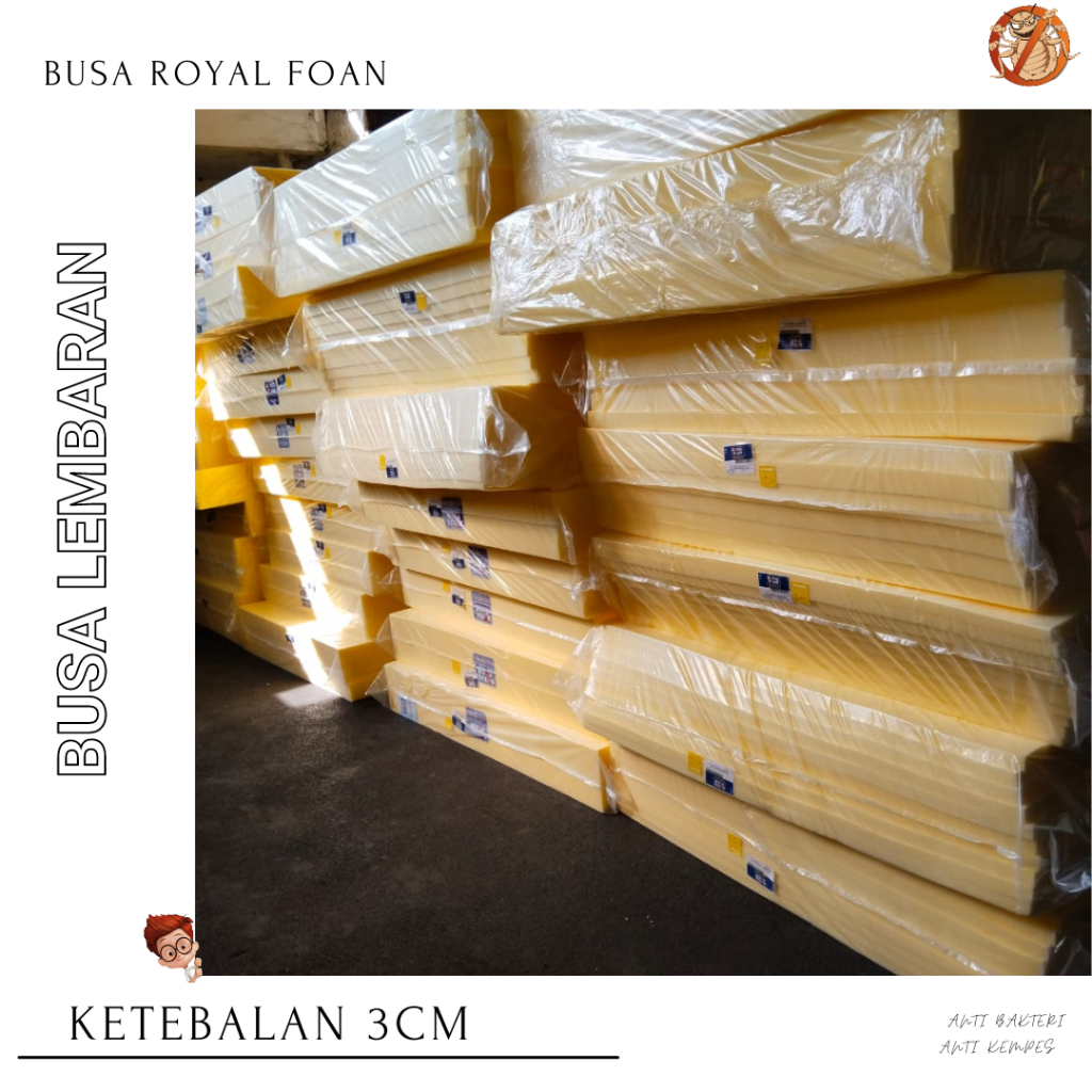 Busa Lembaran Kasur Spons Meteran Sponge Royal Foam Tebal 3 cm Ukuran Alas Tidur Nyaman Anti Bakteri