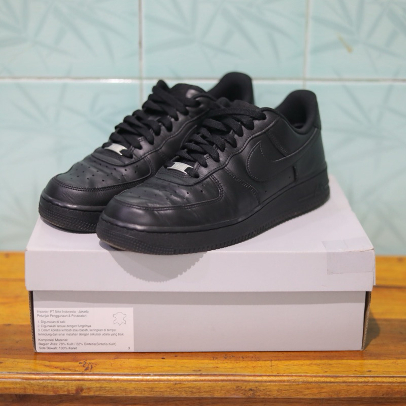 Nike Air Force 1 07 All Triple Black Original Second Mulus Jarang Pakai Size 44