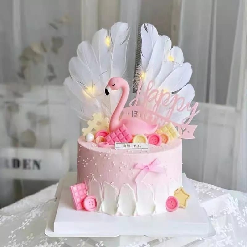 {DS} Pajangan Kue Flamingo Warna Pink Topper Cake / Dekorasi Kue Flamingo Pink / Hiasan Kue Ulang Ta
