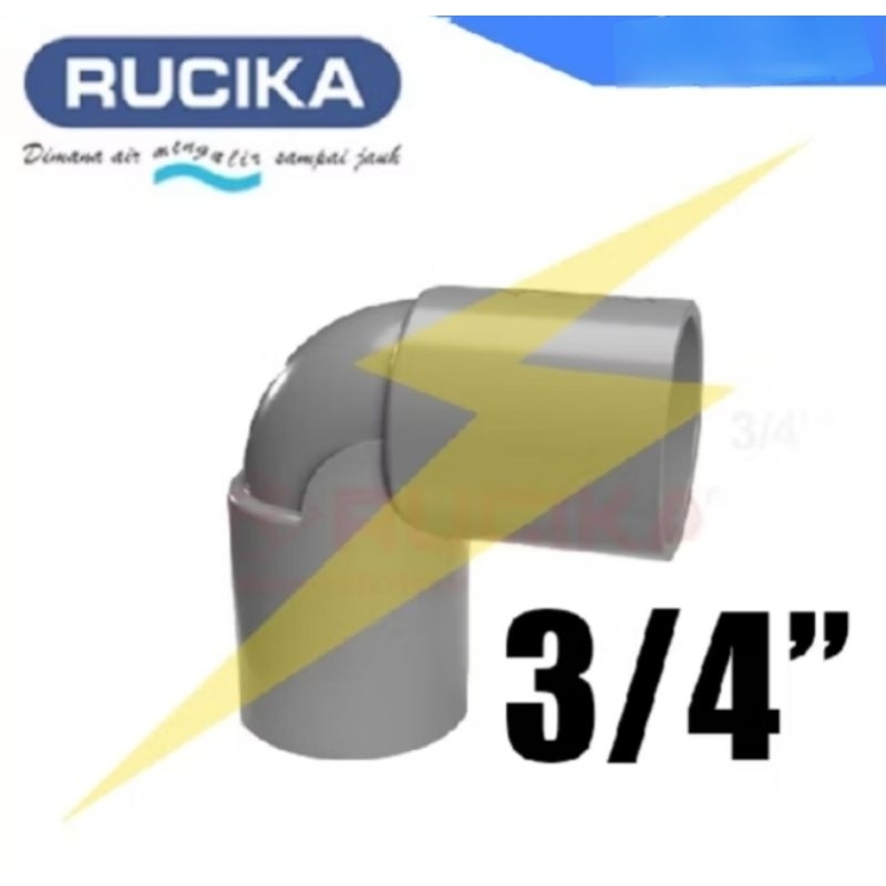 Rucika Aw Knee L 3/4" inch PVC sambungan L 3/4"inch PVC pipa paralon/knee Rucika