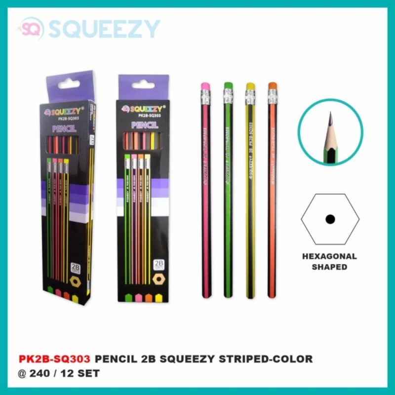 

PENSIL 2B SQUEZZY SQ-303 + PENGHAPUS (12 PCS)
