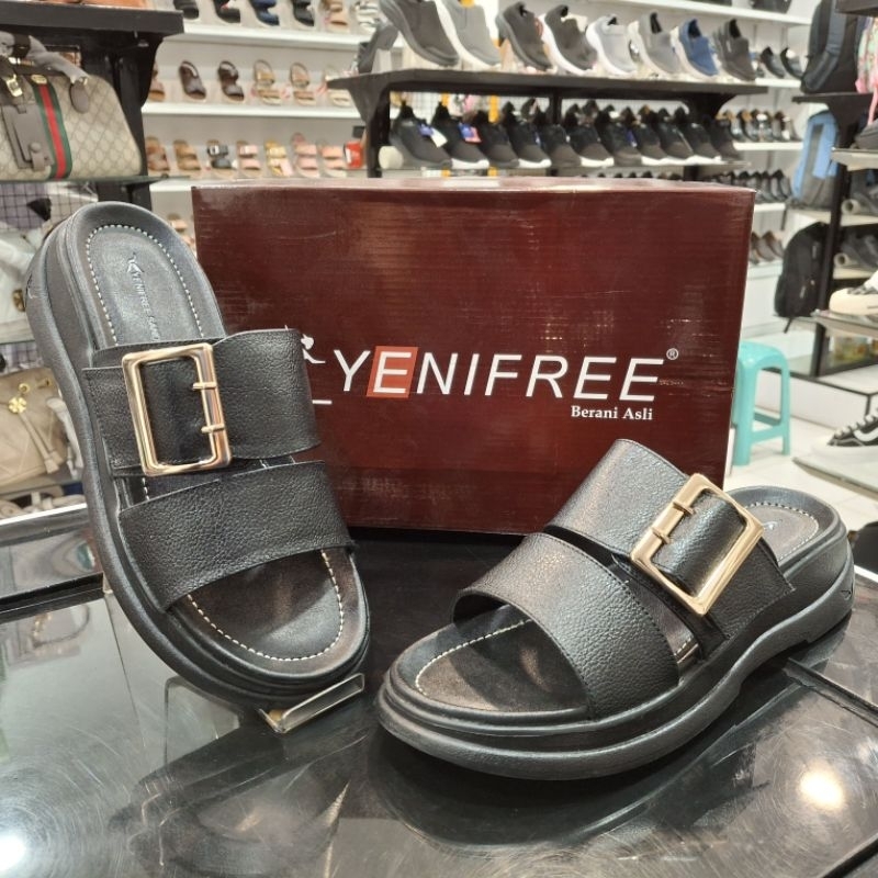Sandal Wanita YENIFREE | Crane 005 | Hitam | Bahan Kulit