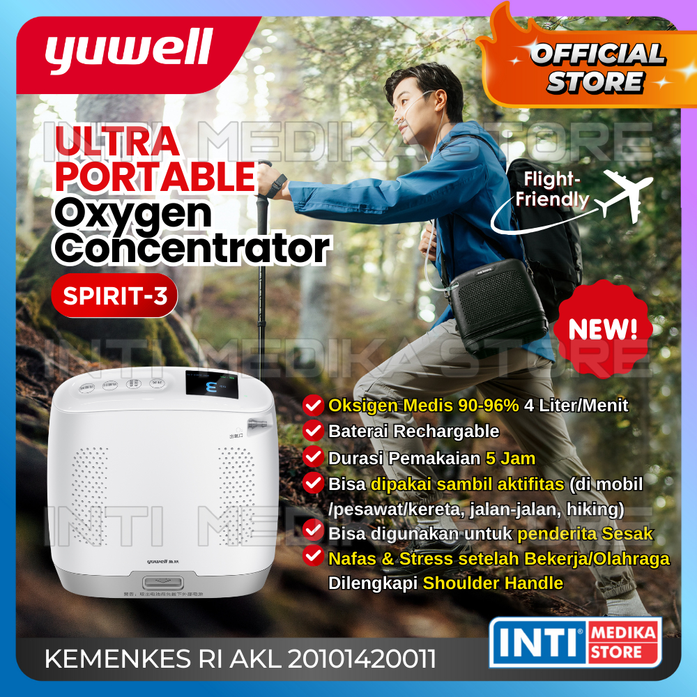 YUWELL - Oxygen Concentrator Portable SPIRIT 3 | Tabung Oksigen Elektrik