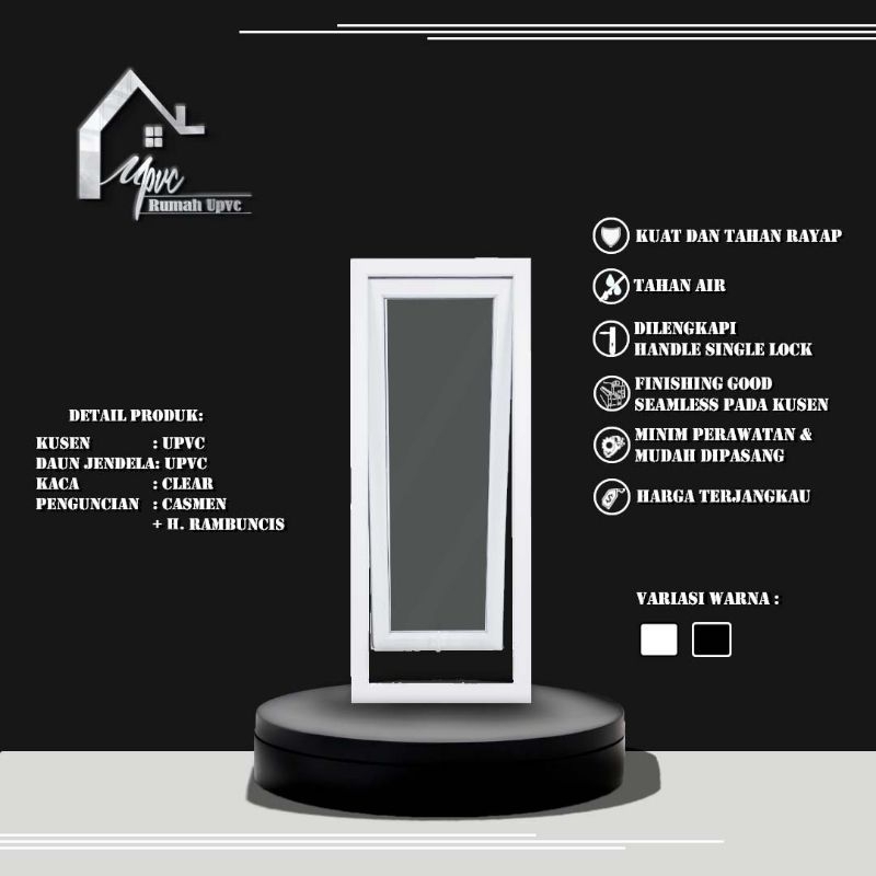 JENDELA JUNGKIT 1 DAUN PUTIH UPVC PREMIUM