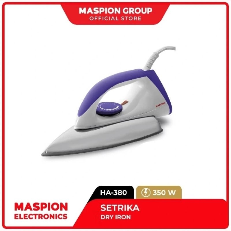 SETRIKA MASPION DRY IRON HA-380/SETRIKA KERING MASPION /SETRIKA MASPION WARNA UNGU/SETRIKA MASPION M